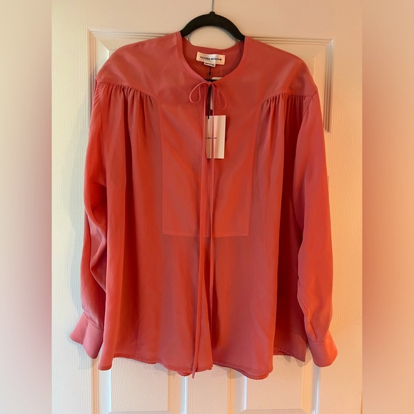 NWT VICTORIA BECKHAM Pleated Blouse in Candy Floss size US 6, Medium - Picture 5 of 11